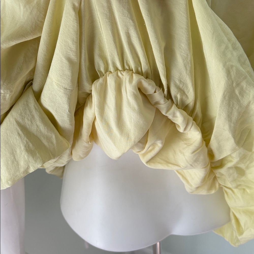 ANTHROPOLOGIE Maeve Short Sleeve Bubble Tiered Top Yellow Off The Shoulder Top L - Picture 8 of 9